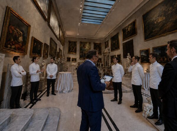 Raffaele De Luca, briefing a Palazzo Doria prima del servizio
